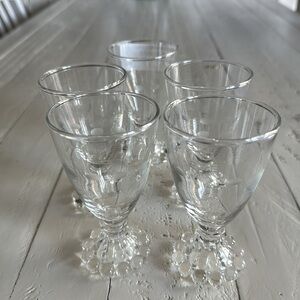 6 vintage Anchor Hocking Boopie Cordial Glasss bubble base